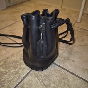 Rare Vintage Mini Coach Black Leather Drawstring Bag 4144